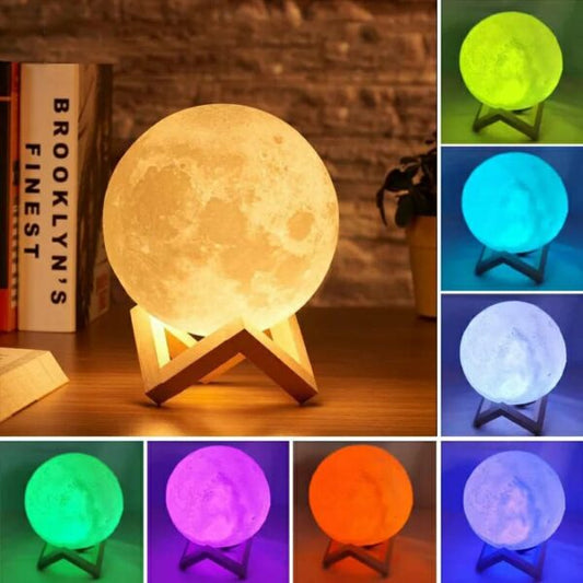 Led Moon Lamp – Night Light 3d 13cm Lunar Lamp – Battery Powered Colorful – Moon Light Lamps For Kids – 8 Color